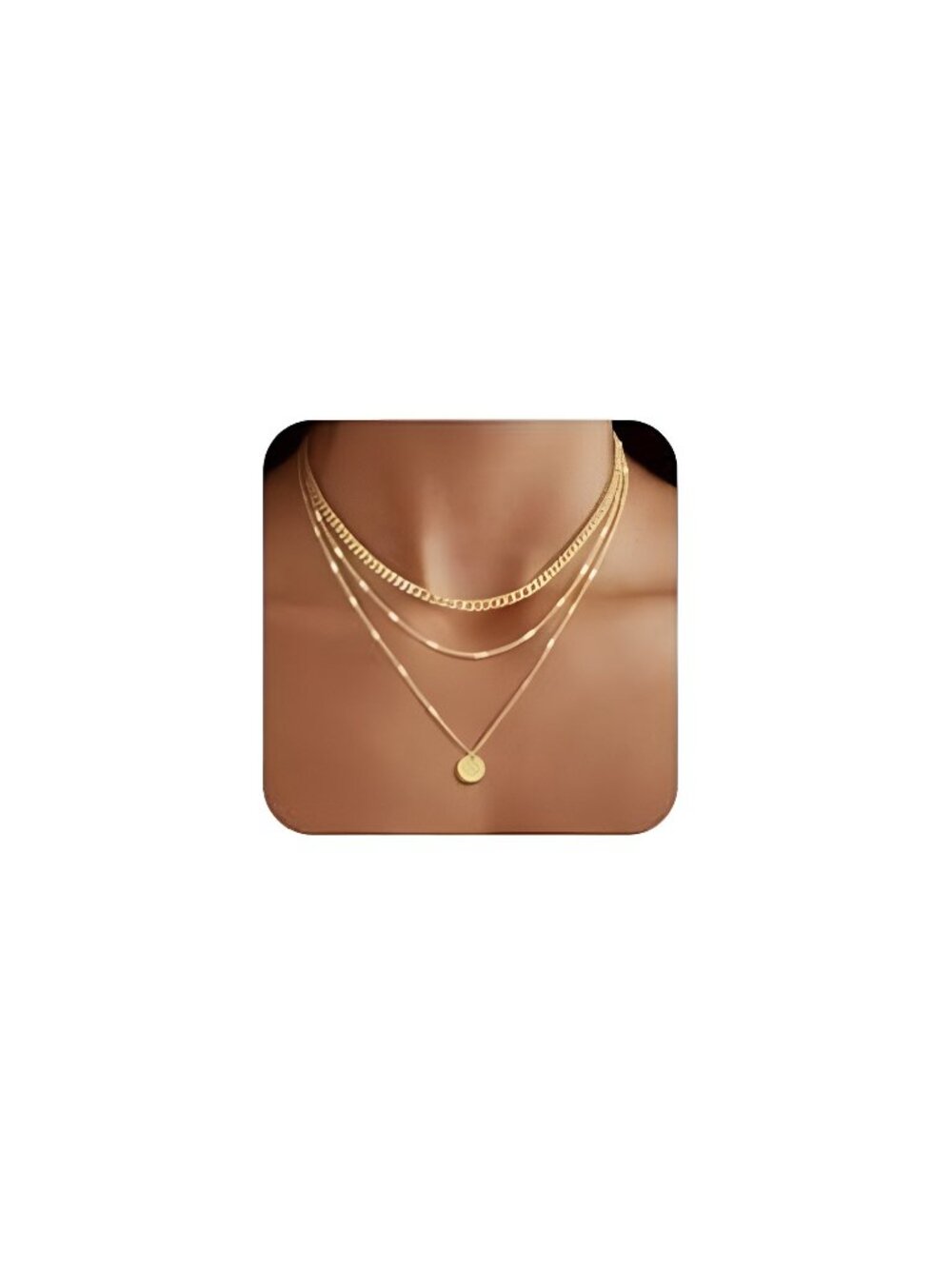 14K Gold Plated Layering Necklaces For Women Gold Necklace Set, Cuban Link,